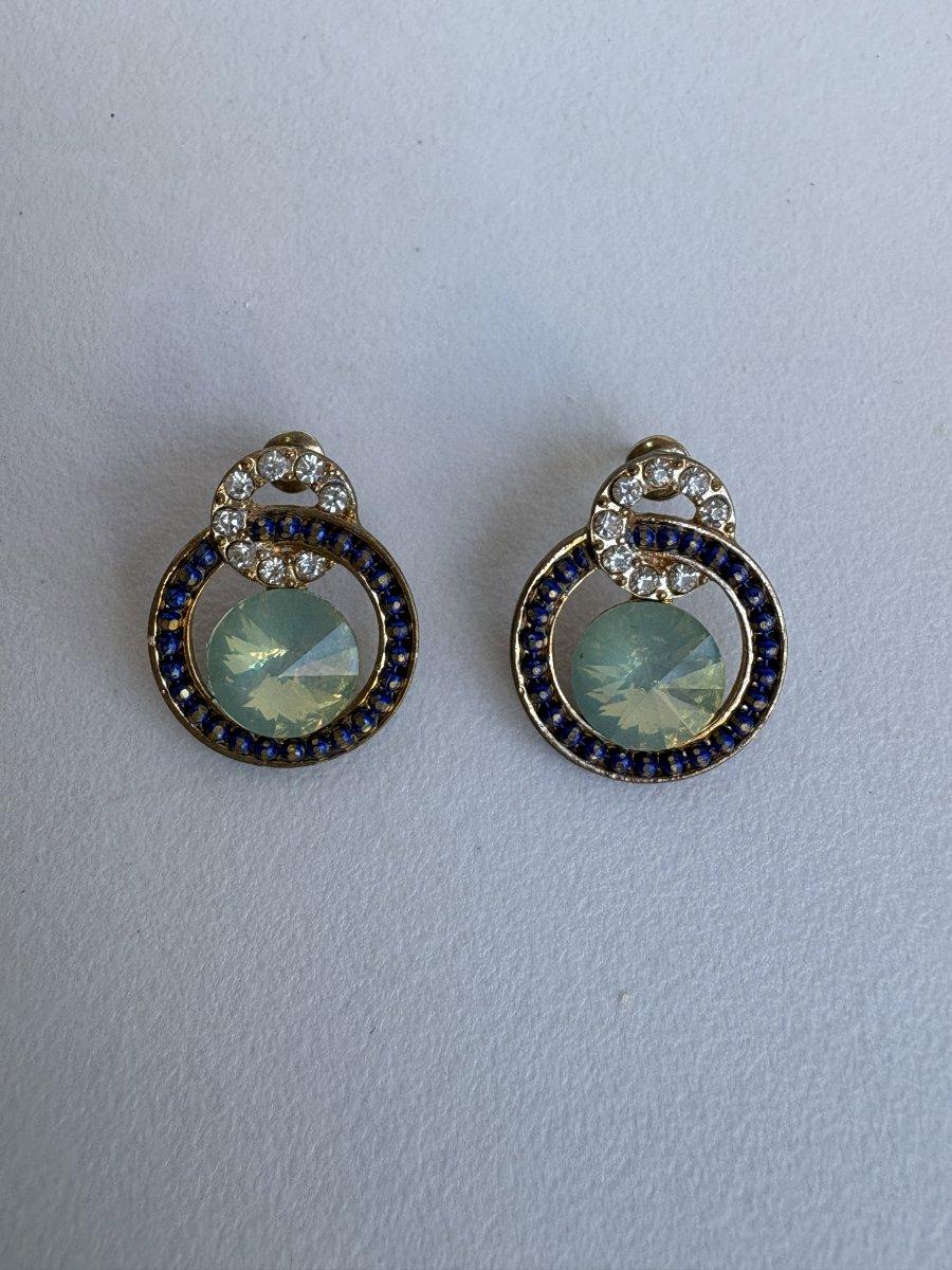 Caravanas azules y perla verde