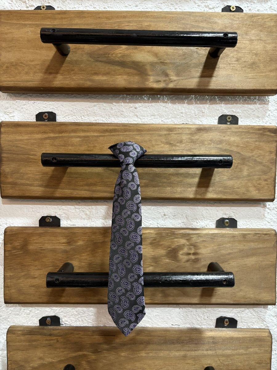 Corbata niño gris oscuro con violeta