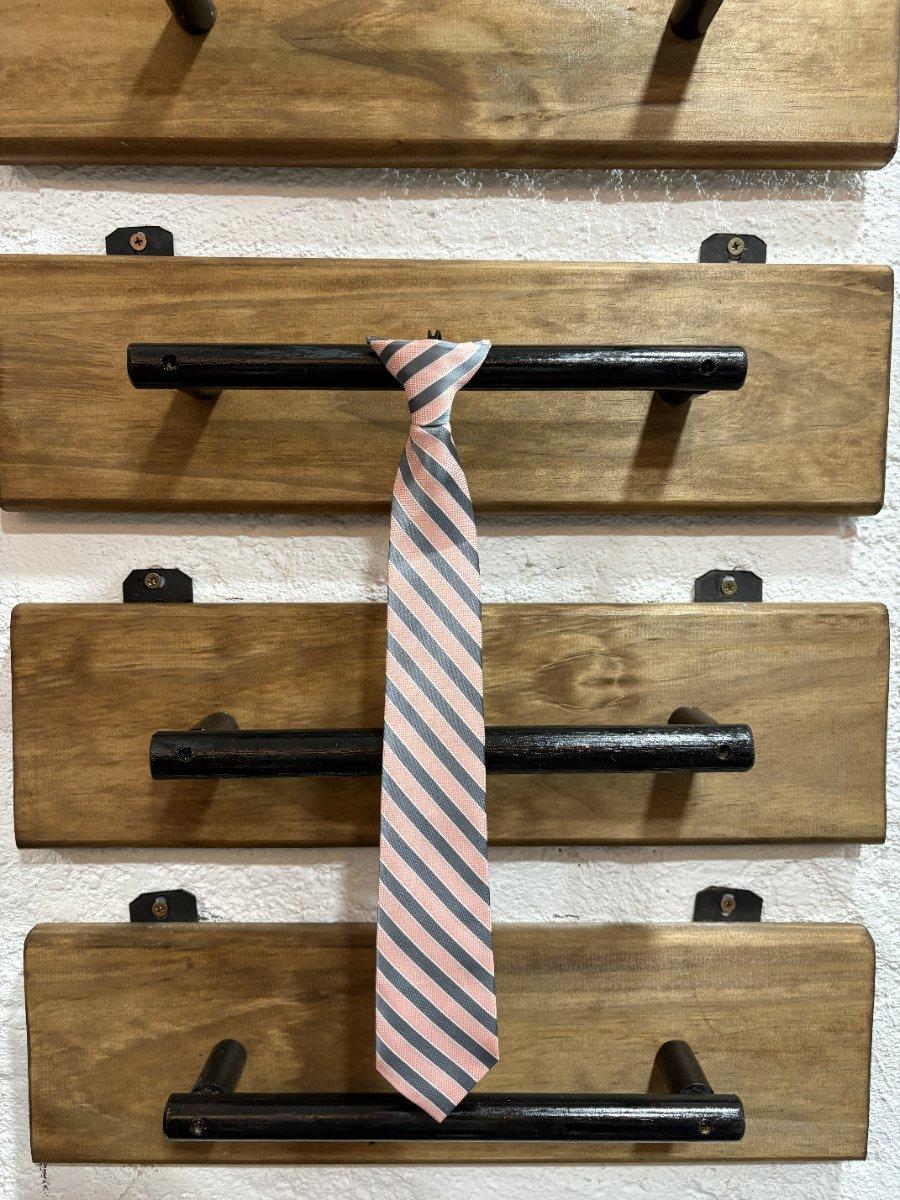 Corbata niño rosa y gris