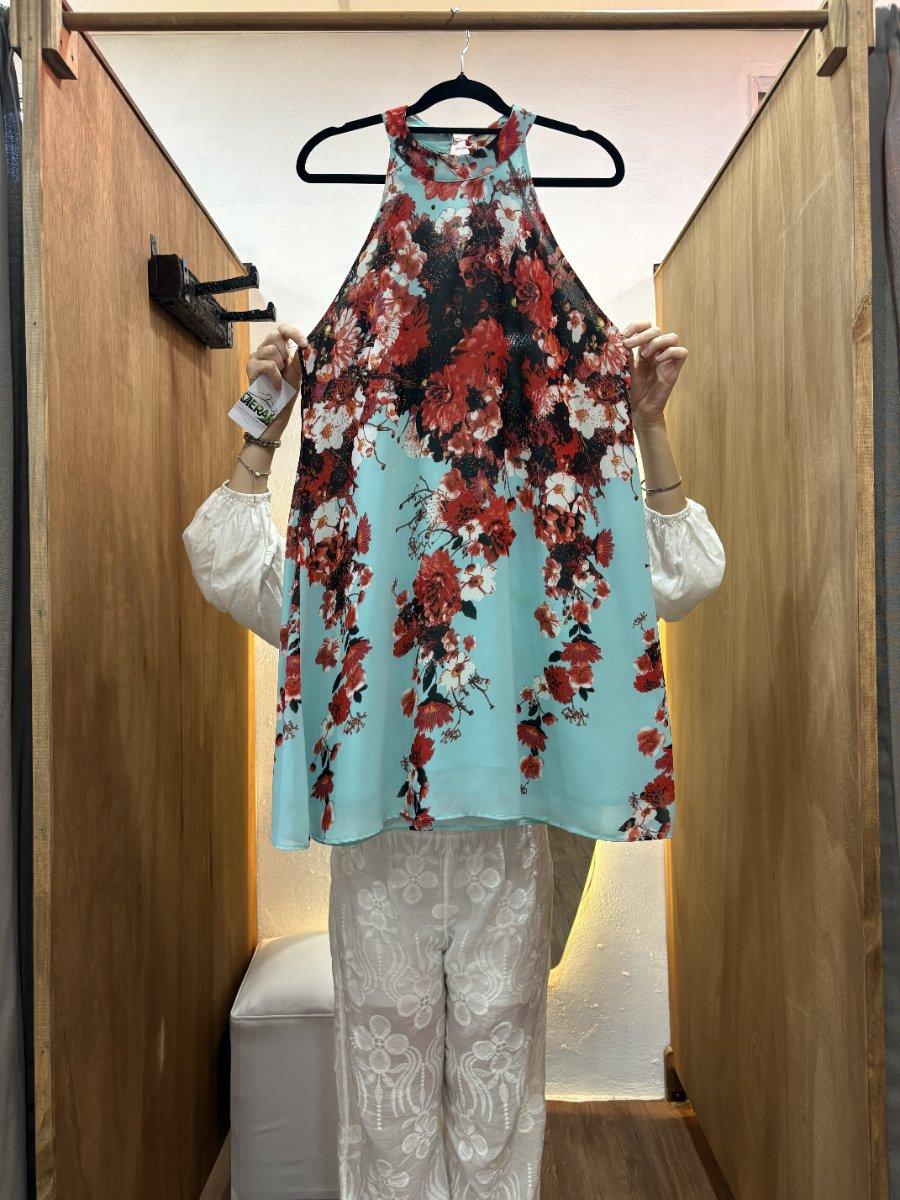 Vestido corto estampado sin mangas