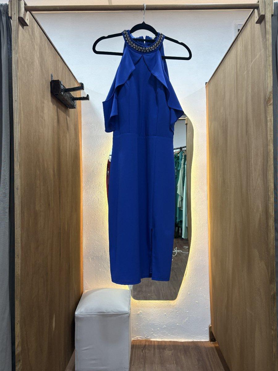 Vestido corto azul sin mangas