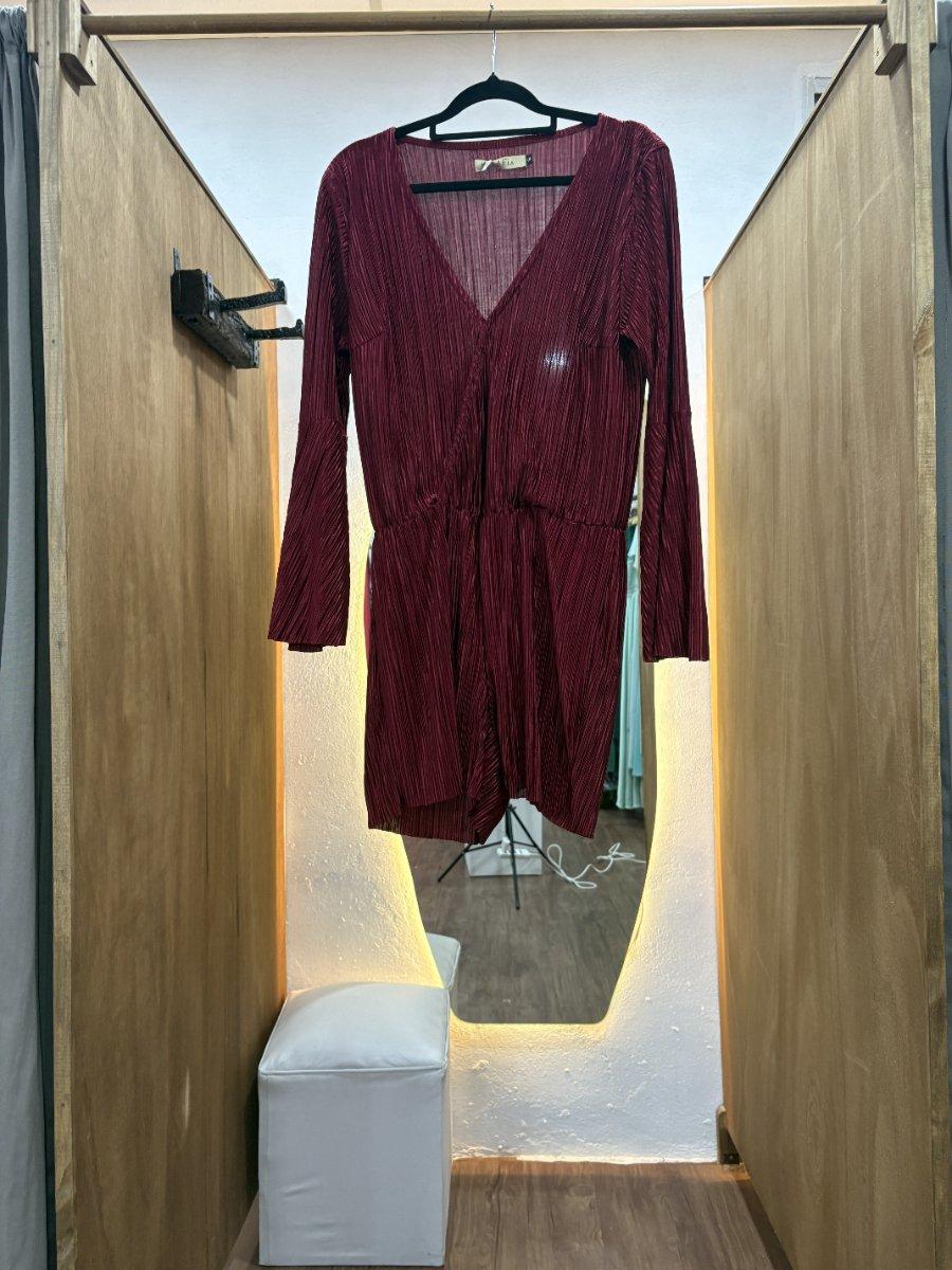 Vestido mono manga larga bordo