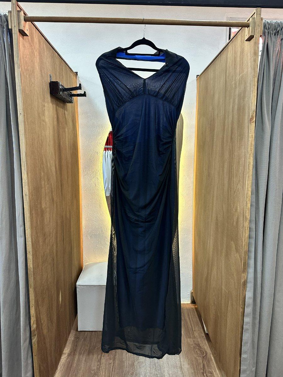 Vestido largo con azul interno