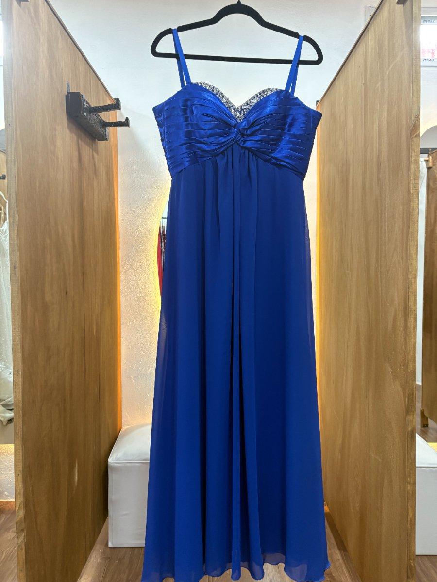 Vestido largo azul con detalle en la parte superior