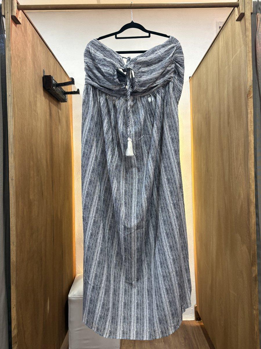 Vestido largo estampado strapless