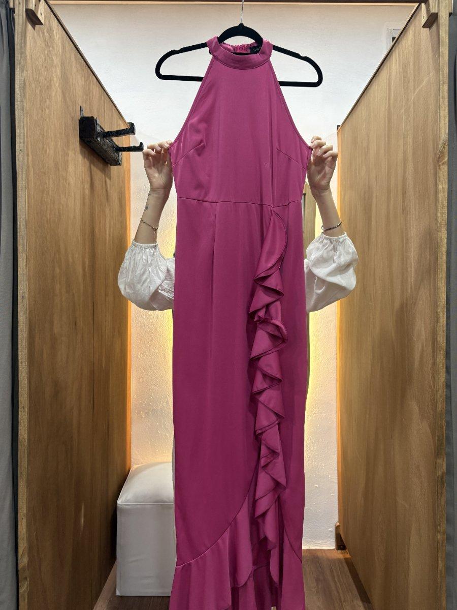 Vestido fucsia con volados