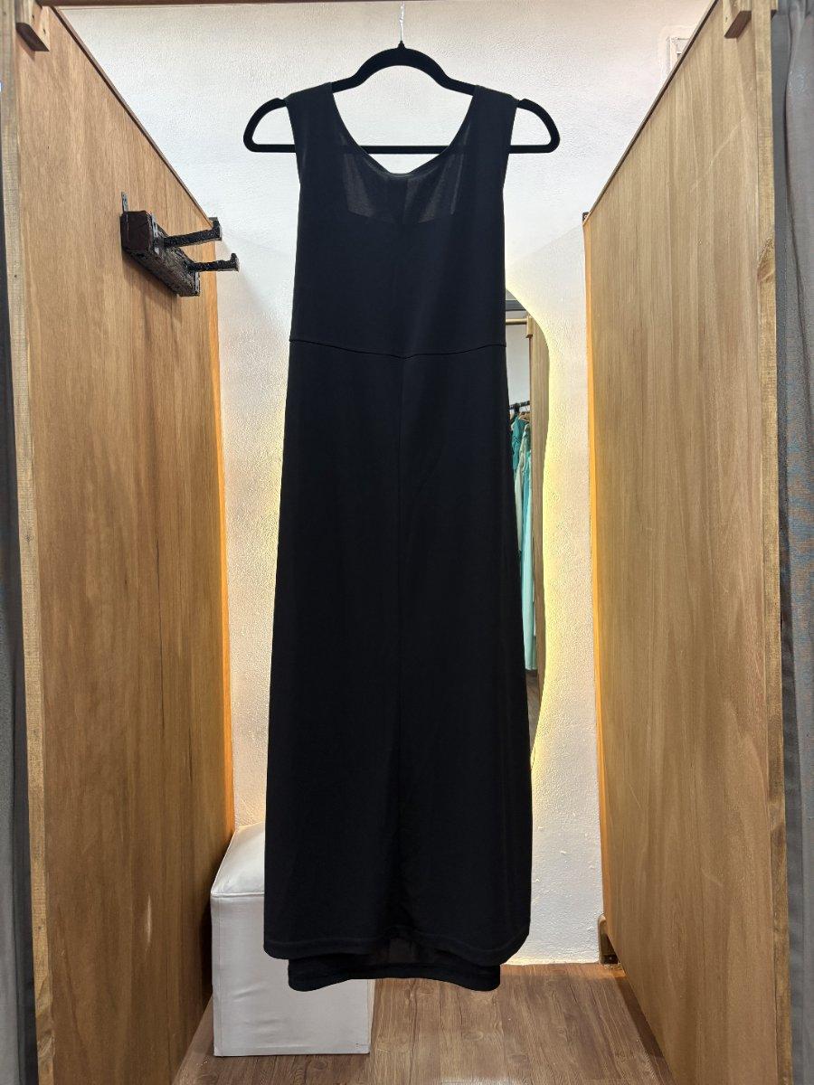 Vestido largo negro con lazo