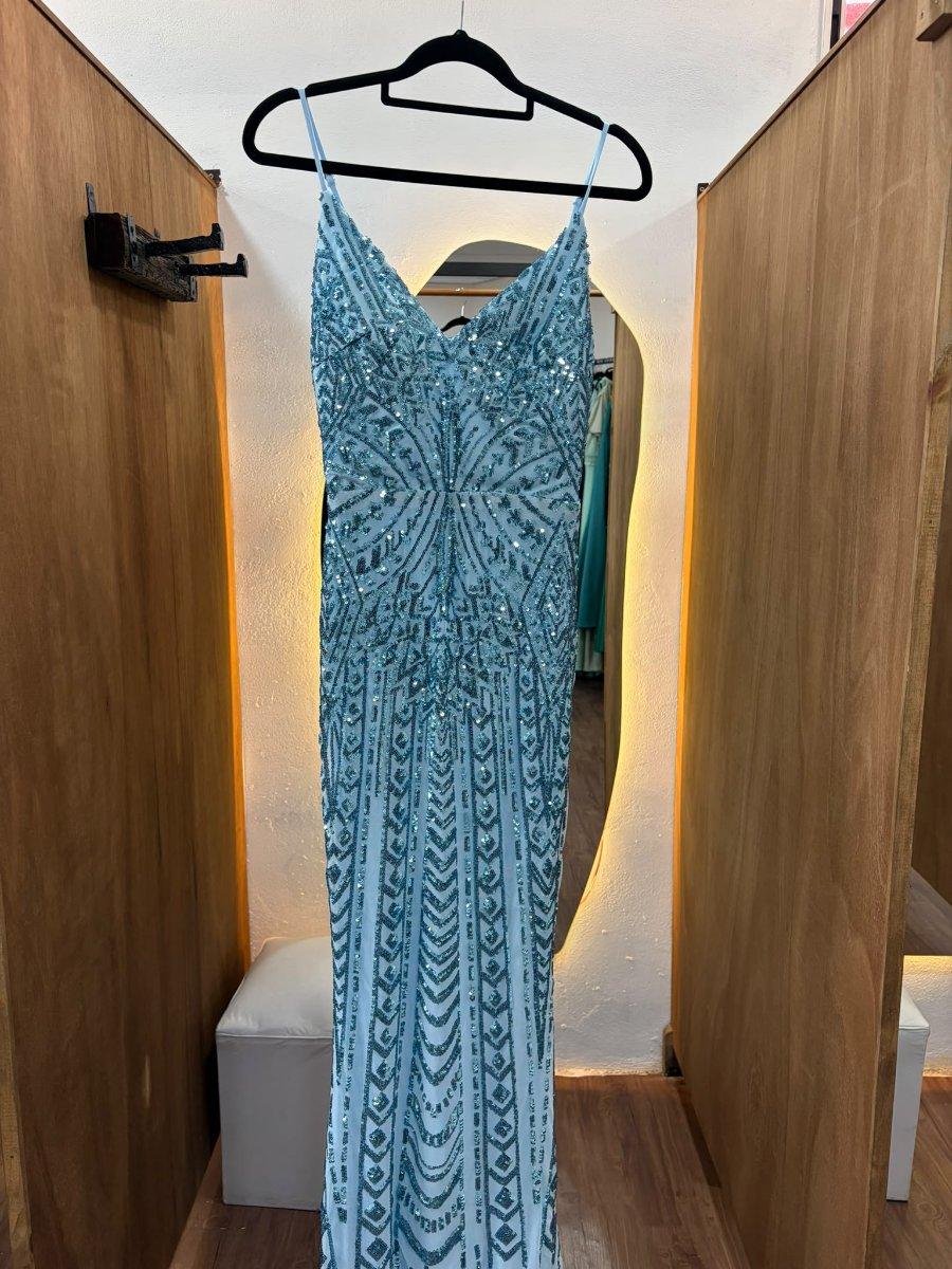Vstido celeste con lentejuelas